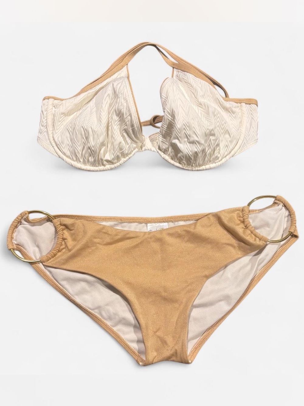 Body Glove Red Carpet Sofia Collection Cream and Gold Two-Piece Bikini Set